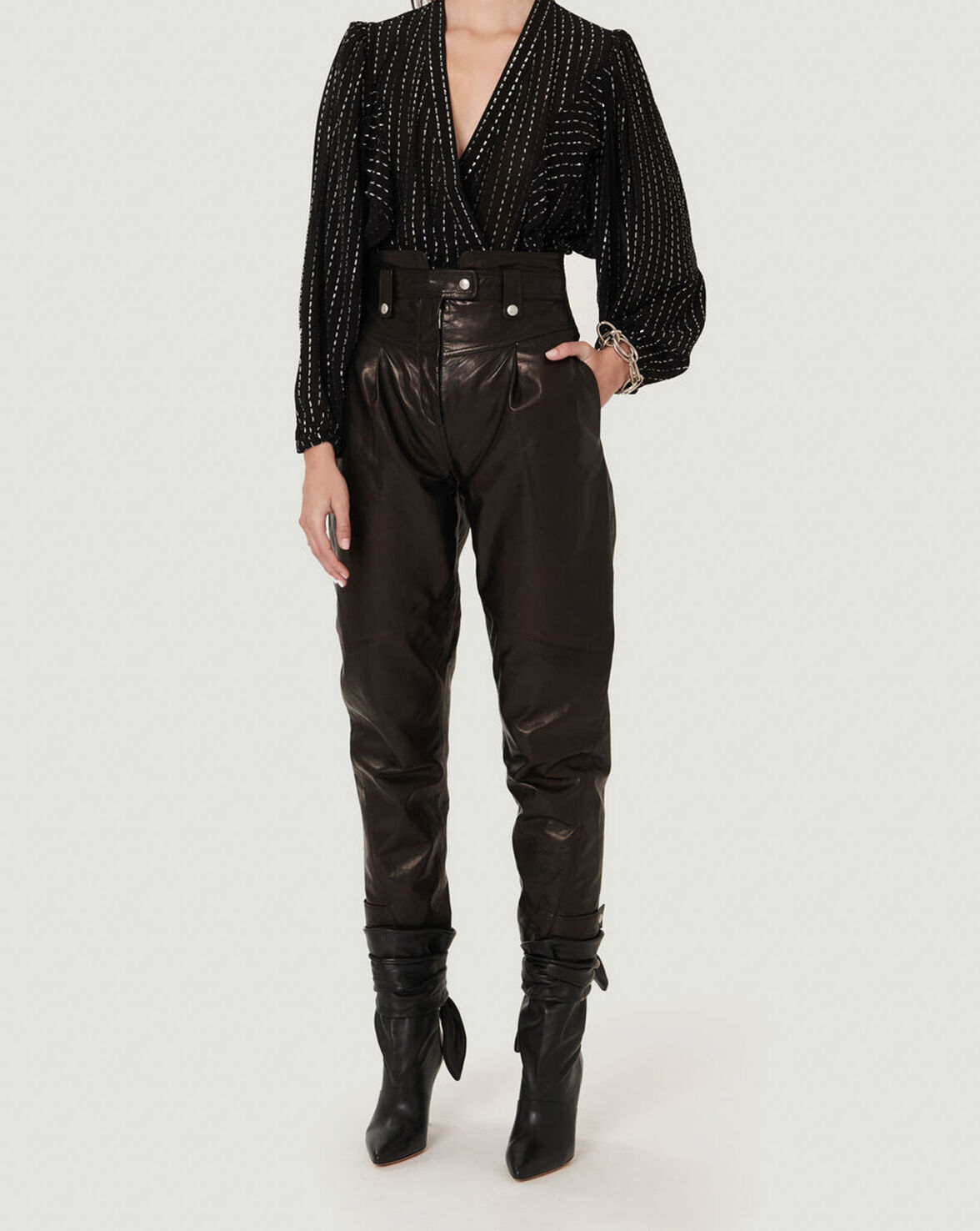 SILGA SHEER METALLIC PEPLUM TOP image number null